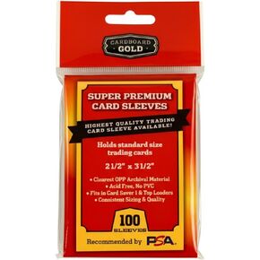 Cardboard Gold Super Premium Card Sleeves - Penny Sleeves for Trading Cards - Ultra Clear OPP 2 mil - 2 5/8" x 3 5/8" - Fits Standard Size Cards, Top-Loaders & Card Savers (100 Sleeves) in Kuwait