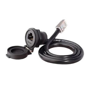 LR22 8P8C إيثرنت IP65 مقاوم للماء للشبكة الطرفية كابل الشبكة المحلية RJ45 مقبس محول موصل الإشارة مع غطاء غطاء (0.1 متر، صامولة معدنية، غطاء أبيض) in Kuwait