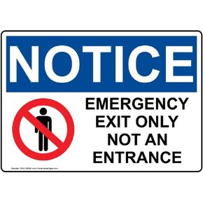 ComplianceSigns.com إشعار خروج الطوارئ فقط وليس مدخل علامة السلامة OSHA، 10x7 بوصة من البلاستيك للدخول / الخروج in Kuwait