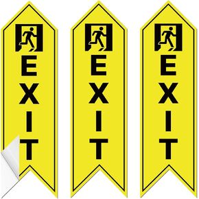 3 PACK Exit Signs Stickers, Self-Adhesive Vinyl Exit Arrows Floor Decals for Business, Office, Buildings, Workplace, Indoor & Outdoor (Yellow) in Saudi Arabia