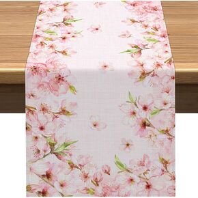 Vohado Cherry Blossoms Party Decoration Japanese Sakura Table Runner Seasonal Spring Wedding Birthday Baby Shower Dining Room Home Kitchen Island Decor in Kuwait