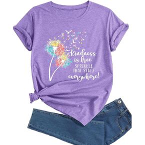 Plus Size Dandelion Graphic Tees for Women Sunflower T Shirt for Women O Neck Short Sleeve Top Tees in Saudi Arabia