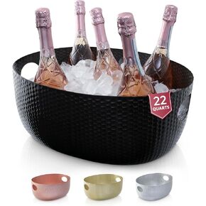 Gusto Nostro Large Beverage Tub for Parties - Metal Tub for Wine Bottles,Champagne,Beers - High Capacity Ice Bucket for Drinks - Extra Large Ice Buckets for Parties (22 qt) Outdoor Party Drink Bucket in Saudi Arabia