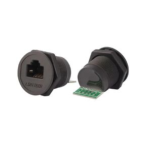 LR22 Industrial Panel Mount Bulkhead Soldering/PCB/Thru Coupler Ethernet LAN Cable RJ45 Connector 8p8c Female Socket with Cap(RJ45 to RJ45,Metal nut) in Saudi Arabia