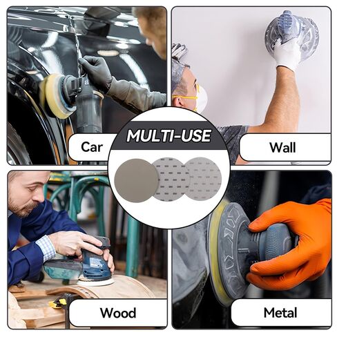 Klmnop 6 Inch 60 Pcs Wet Dry Sanding Discs Hook and Loop, 1000 1500 2000 3000 5000 Grit Sandpaper Silicon Carbide for Random Orbital Sander, Automotive Metal Sanding Polishing, Wood Finishing(Grey) in Kuwait