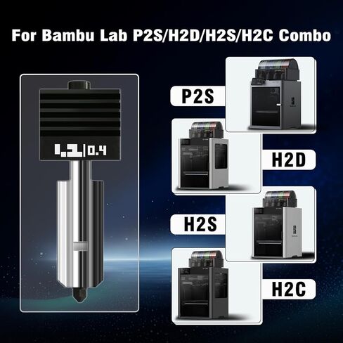 قطعتان 0.4 مم من الخيزران H2/P2S Hotend Kit لطابعة Bambu Lab P2S H2S H2C H2D ثلاثية الأبعاد، جميع المعادن 500 درجة مئوية استبدال رأس الطباعة الساخنة مع فوهة فولاذية صلبة، كتلة سخان، أجزاء طابعة ثلاثية الأبعاد من سلسلة H2 in Kuwait