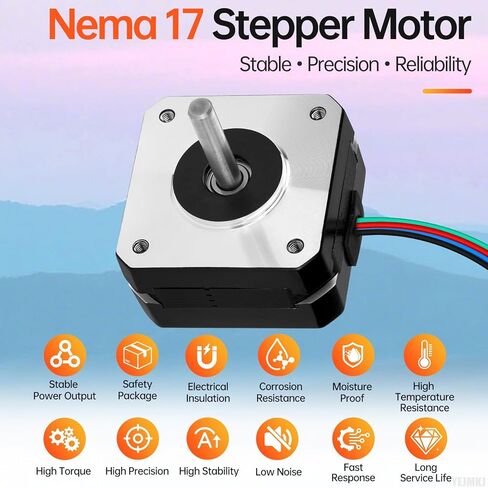 5 عبوات محرك متدرج Nema 17 1.8‌°‌ 2 مرحلة عزم دوران عالٍ 0.16Nm(22.66oz·in) ثنائي القطب 42x23mm 0.8A 4.2Ω 4-سلك رمح 24mm φ5mm 42 محرك متدرج كابل 1M للطابعة ثلاثية الأبعاد DIY Robot CNC Machine in Kuwait