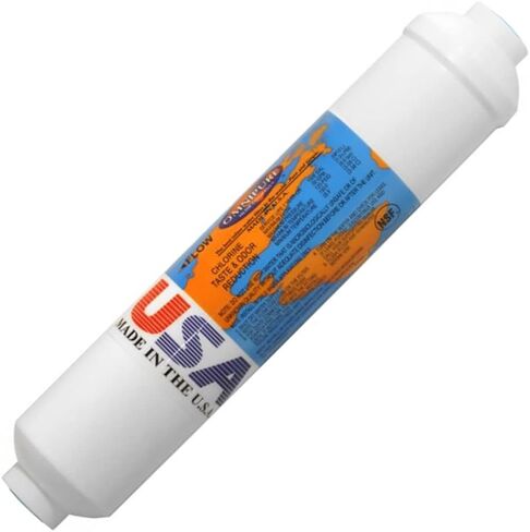 IPW Industries, Inc. - Omnipure (K2533-KK) T40 GAC Coconut Carbon Inline Filter - 10" x 2" and 3/8" OD Quick Connect Single Filter for Post RO System in Kuwait