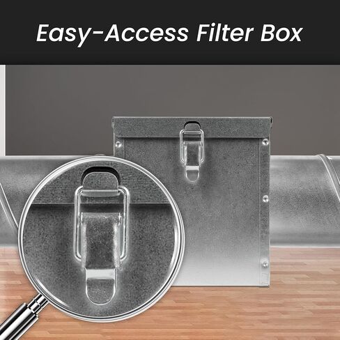 Repa Market 6" Duct Air Filter Box – Galvanized Steel Inline Dryer Filter Housing for Round Duct - EPDM Rubber Gaskets – Easily Serviceable Lint Trap – Intake Ventilation, Home Improvement in Kuwait