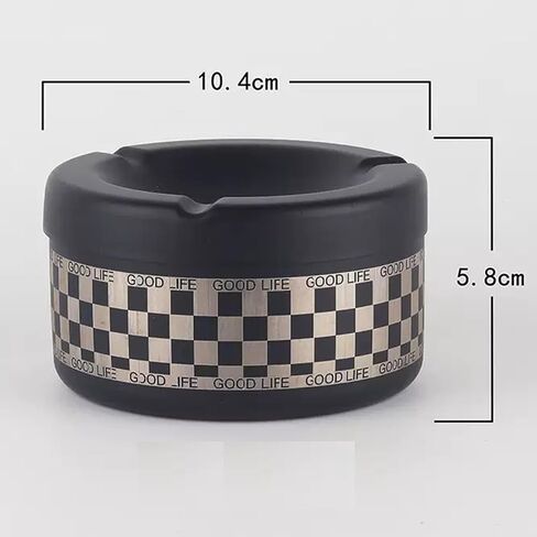 Covered Ashtray,Portable Windproof Metal Ashtray with Spinning Lid Cigarette Holder for Camping, Beach, Patio - Portable Receptacle for Indoor/Outdoor Use, Car, RV, BBQ Areas in Kuwait