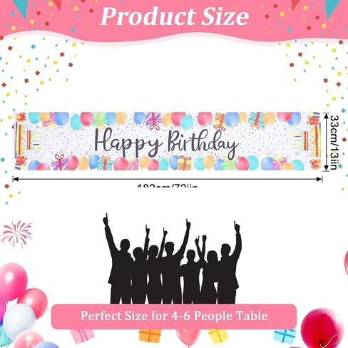 مفرش طاولة عيد ميلاد سعيد، مقاس 72×13 بوصة، مفرش طاولة عيد ميلاد ملون، طاولات تزيين طاولات المطبخ وطاولات الطعام، تصميم بالون لتزيين حفلات أعياد الميلاد in Kuwait