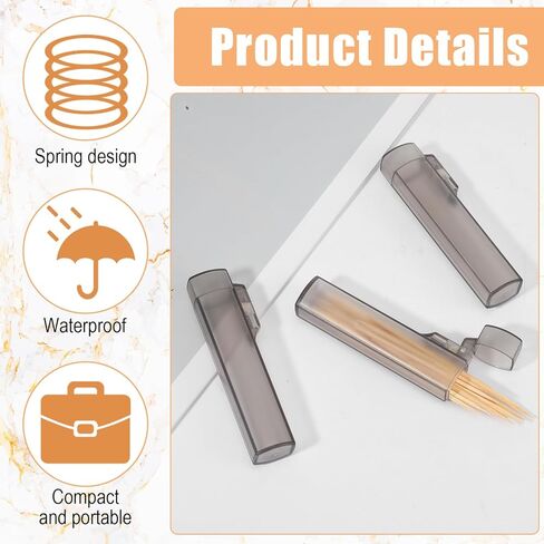 6Pcs Pocket Toothpick Holder, Portable Tooth Pick Holder, Pocket Clear Gray Toothpick Dispenser for Travel, Outdoor Camping Sticks Mini Safety Pins in Kuwait