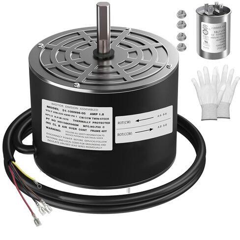 51-100998-05 1/3 HP 230V 1057 RPM محرك مروحة مكثف، قابل للعكس CW/CCW، بديل متوافق لـ 1085926،5kcp39ggy209as غطاء ألومنيوم محسن، محرك HVAC AC متين موفر للطاقة in Kuwait