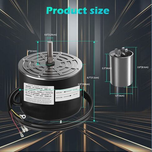 51-100998-05 1/3 HP 230V 1057 RPM محرك مروحة مكثف، قابل للعكس CW/CCW، بديل متوافق لـ 1085926،5kcp39ggy209as غطاء ألومنيوم محسن، محرك HVAC AC متين موفر للطاقة in Kuwait