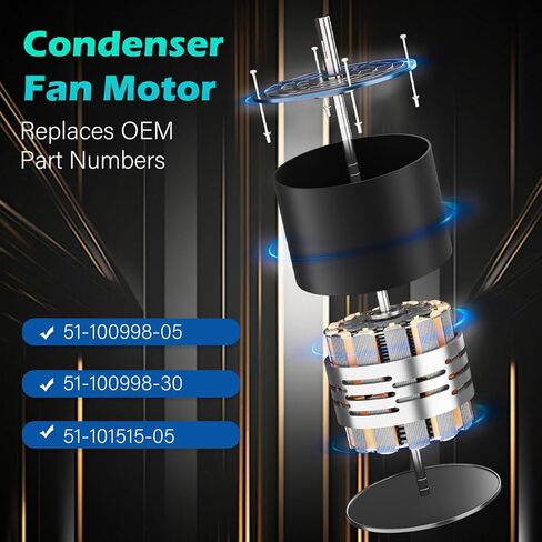 51-100998-05 1/3 HP 230V 1057 RPM محرك مروحة مكثف، قابل للعكس CW/CCW، بديل متوافق لـ 1085926،5kcp39ggy209as غطاء ألومنيوم محسن، محرك HVAC AC متين موفر للطاقة in Kuwait