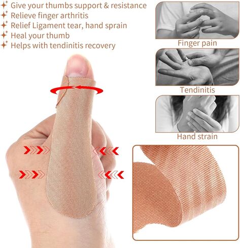 40 PCS Thumb Support Tape, Elastic Self Adhesive Thumb Tape for Pain Relieving, Arthritis Patch Protecting Straps for Housework, Sport, Sprains, Joint Support (L-Shaped, Skin Color) in Kuwait