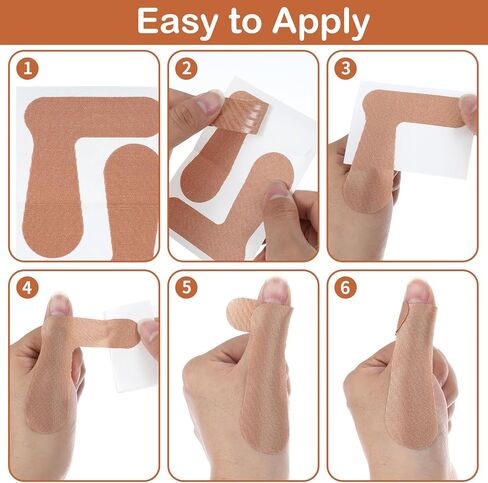 40 PCS Thumb Support Tape, Elastic Self Adhesive Thumb Tape for Pain Relieving, Arthritis Patch Protecting Straps for Housework, Sport, Sprains, Joint Support (L-Shaped, Skin Color) in Kuwait