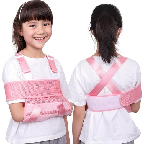 ENLUNTRA Kids Upper Extremity Sling, Breathable & Comfort Arm Sling Shoulder Immobilizer，Adjustable Arm Sling for Elbow Injury(Pink-XS) in Kuwait