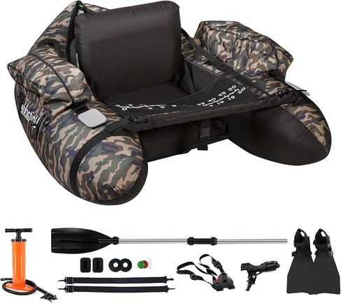 UNITACKLE Inflatable Float Tube, with Paddles, Fish Ruler, Air Pump, Storage Bag, Adjustable Shoulder Straps, Weight Capacity of 286 lbs, for Adults Fishing in Rivers and Lakes, Camo Military Green in Saudi Arabia