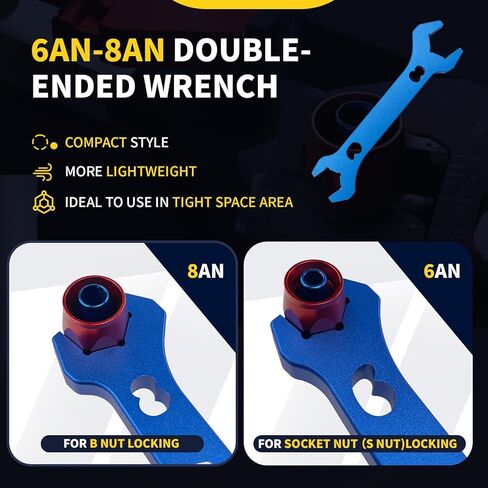 Adjustable AN Fittings Wrench AN Wrench for AN Hose Fitting Adapters AN Fitting Tool 3AN-16AN Lightweight Aluminum Black. With a Double Hose End Fitting Wrench 6AN Socket-AN8 B-nut Blue in Saudi Arabia