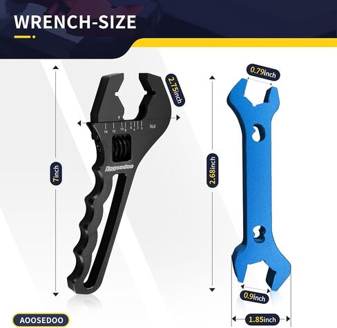 Adjustable AN Fittings Wrench AN Wrench for AN Hose Fitting Adapters AN Fitting Tool 3AN-16AN Lightweight Aluminum Black. With a Double Hose End Fitting Wrench 6AN Socket-AN8 B-nut Blue in Saudi Arabia