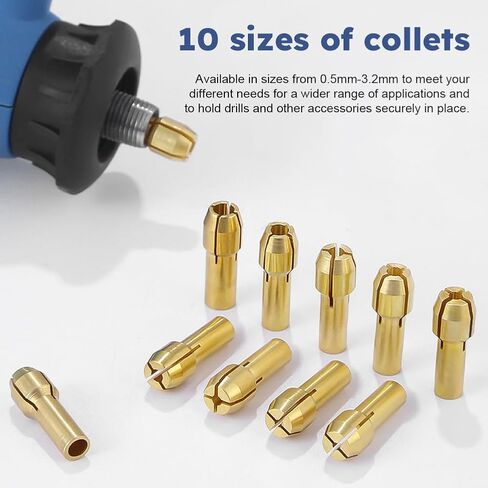 EMVANV 28pcs/set Drill Chuck Collet for Dremel, 1/32 To 1/8inch Drill Chuck Collet Set, with 2pcs British 4486 3-jaw chuck, Chuck Shank Rotary Tool Quick Change Adapter, As Picture Show in Kuwait