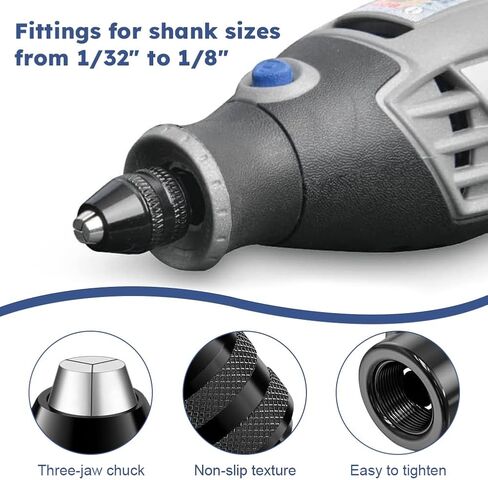 EMVANV 28pcs/set Drill Chuck Collet for Dremel, 1/32 To 1/8inch Drill Chuck Collet Set, with 2pcs British 4486 3-jaw chuck, Chuck Shank Rotary Tool Quick Change Adapter, As Picture Show in Kuwait