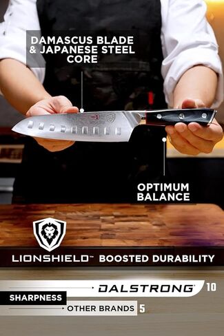 سكين Dalstrong Santoku - 7 بوصة - سلسلة شوغون - دمشق - ياباني AUS-10V سوبر ستيل 67 طبقة - مقبض أسود G10 - سكين الخضار - معالج بالفراغ - سكين مطبخ - غمد متضمن in Kuwait