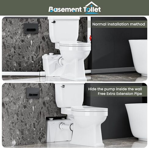 مرحاض Macerating مع 4 مداخل مياه - نظام مرحاض Upflush مع مضخة Macerator للطابق السفلي والحمام والمطبخ وتركيب RV - مرحاض دائري مع خزان وأنبوب تمديد in Kuwait