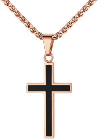 U7 Cross Necklace for Men, Stainless Steel Silver Black Gold Mens Cross Necklace, 22-24 Inches in Saudi Arabia