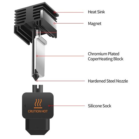 1PCS 0.4mm H2D Hotend Kit, Assembled Print Head Hot End Kit Extruder Replacement with Silicone Socks for Bambu Lab H2D / H2D Combo / H2S / H2C / A1 / A1 Mini 3D Printer Accessories in Kuwait