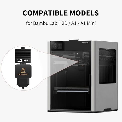 1PCS 0.4mm H2D Hotend Kit, Assembled Print Head Hot End Kit Extruder Replacement with Silicone Socks for Bambu Lab H2D / H2D Combo / H2S / H2C / A1 / A1 Mini 3D Printer Accessories in Kuwait