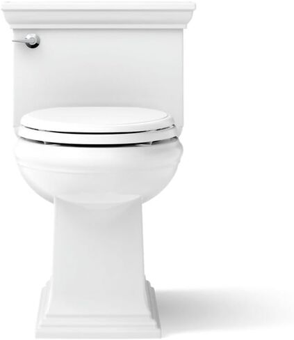 KOHLER K-6428-0 Memoirs Stately Comfort Height Skirted One-Piece Compact Elongated 1.28 GPF Toilet with AquaPiston Flush Technology and Left-Hand Trip Lever, White in Kuwait