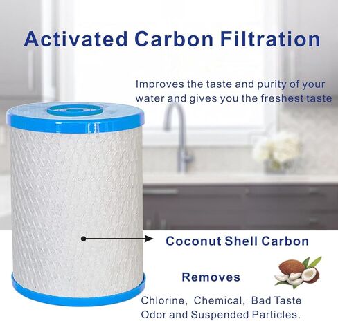 Replacement Water Filter Compatible with CB6 Carbon Block Filters for MP and MPC System, 0.5 Micron with 1/4" Female NPT, 4.5" Diameter, 6.5" Height, 1 PACK in Kuwait
