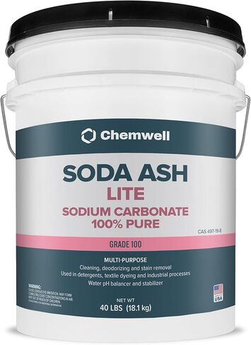 Chemwell Soda Ash Lite Grade 100 (2 lbs) - 100% Pure Sodium Carbonate - Water Softener, pH Adjuster, Cleaner & Pool Chemical, Tie-Die Enhancer - Multi-Purpose Powder for Home & Industrial Use in Saudi Arabia