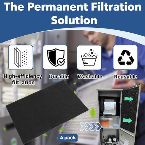 4-Pack 16" x 26" x 1/4" Mobile Home Furnace Door Foam Filter, Vacuum Sealed, Washable Reusable Replacement Air Filter, Compatible with Mobile Home Furnace Models with CMF/CMF2/MOC/MAC/CMH Prefixes in Kuwait