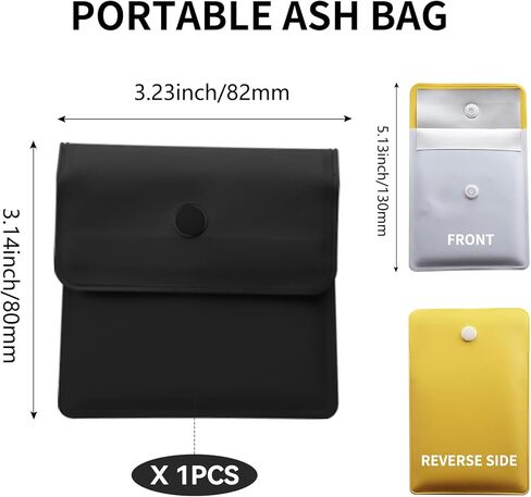 1Pc Portable Pocket Ashtray Pouch, PVC Fireproof Reusable Environment Friendly Ashtray Pouch for Outdoor or Travel Use, Outdoor Butt Disposal Bag (Black) in Kuwait