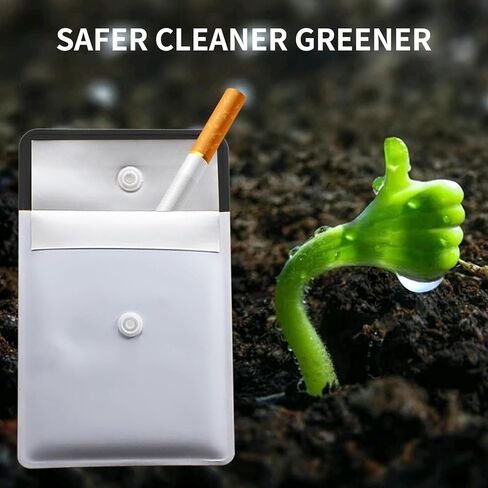 1Pc Portable Pocket Ashtray Pouch, PVC Fireproof Reusable Environment Friendly Ashtray Pouch for Outdoor or Travel Use, Outdoor Butt Disposal Bag (Black) in Kuwait