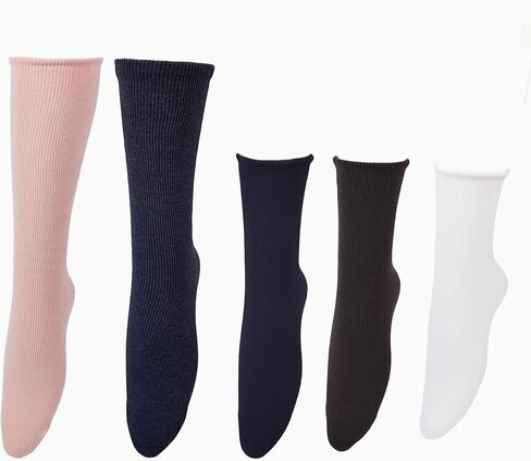 5 Pairs Women's Winter Snow Socks Cotton Fleece Crew Socks Thicken Cozy Calf-Socks Black in Kuwait