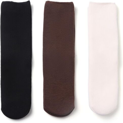 5 Pairs Women's Winter Snow Socks Cotton Fleece Crew Socks Thicken Cozy Calf-Socks Black in Kuwait