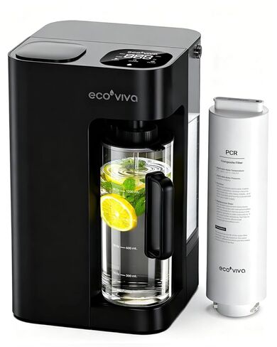 فلتر مياه التناضح العكسي للسطح من Ecoviva Mate 3، نظام تنقية المياه RO ذو 8 مراحل مع تعبئة تلقائية ذكية لإبريق الماء سعة 44 أونصة، 3:1 نقي للتصريف، منقي سطح الطاولة، أزرق in Kuwait