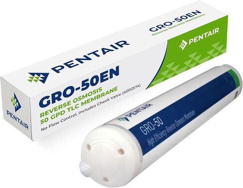 مرشح استبدال غشاء التناضح العكسي Pentair GRO-50EN 1:1 - خرطوشة RO عالية الكفاءة 50 GPD مع التحكم في التدفق، وصمام فحص وتركيبات توصيل سريعة لترشيح المياه تحت الحوض 4004424 in Kuwait