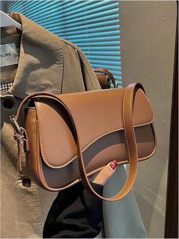 Women's Retro Vintage Zipper Shoulder Bags Flap Magnet Lightweight Underarm Purses in Saudi Arabia