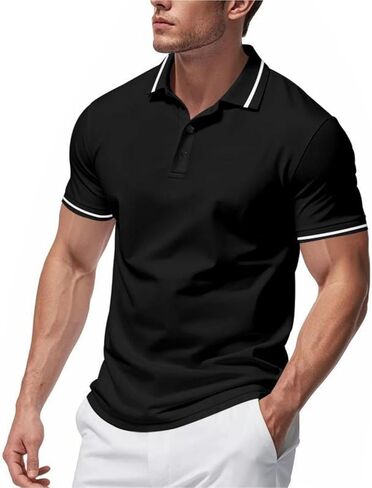 Shirts for Men Short Sleeve Casual Loose Button Down Golf Shirts Summer Fashion Workout Tee Tops Trendy Clothes in Saudi Arabia