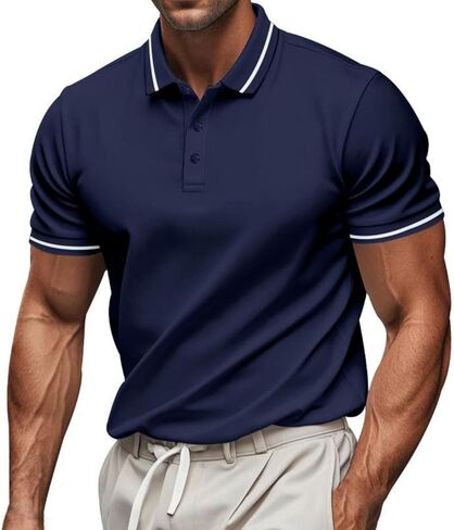 Shirts for Men Short Sleeve Casual Loose Button Down Golf Shirts Summer Fashion Workout Tee Tops Trendy Clothes in Saudi Arabia