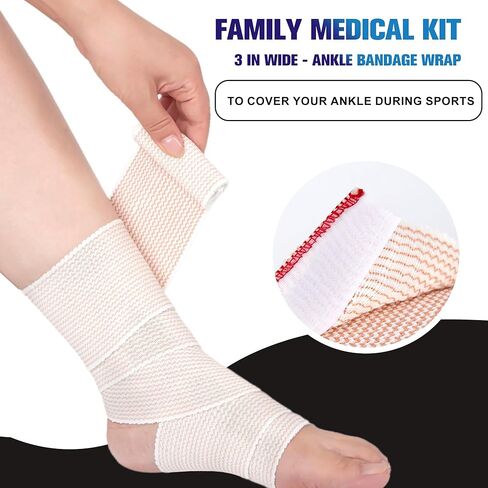 3 In Elastic Bandage Wrap 8 Pack, Compression Bandage Wrap for Ankle, Elbow, Knee, Shoulder,Tummy, Body, Premium Sport Support & Injury Recovery, Reusable & Durable in Saudi Arabia