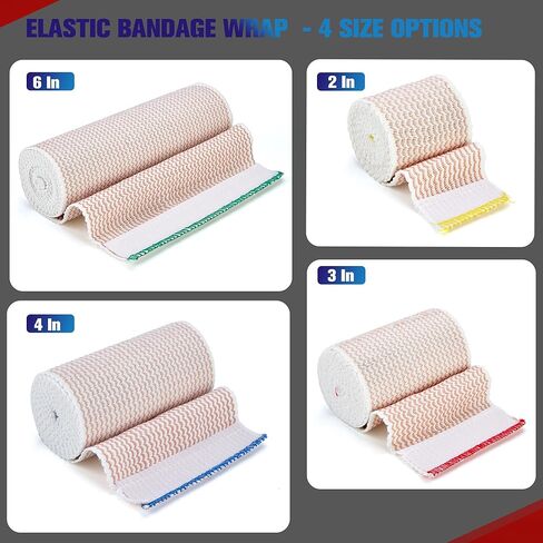 3 In Elastic Bandage Wrap 8 Pack, Compression Bandage Wrap for Ankle, Elbow, Knee, Shoulder,Tummy, Body, Premium Sport Support & Injury Recovery, Reusable & Durable in Saudi Arabia