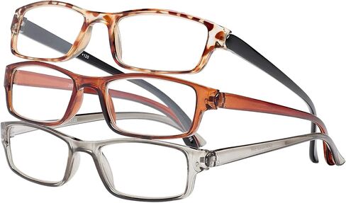مجموعة نظارات القراءة SAV Eyewear المكونة من 3 قطع اقتصادية JR3P1 - 3 أزواج، متينة، ذات شكل كلاسيكي in Kuwait
