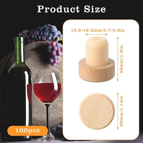 100Pcs Wine Corks T Cork Plugs for Wine Cork Stopper Reusable Corks Wooden and Rubber Stopper in Kuwait