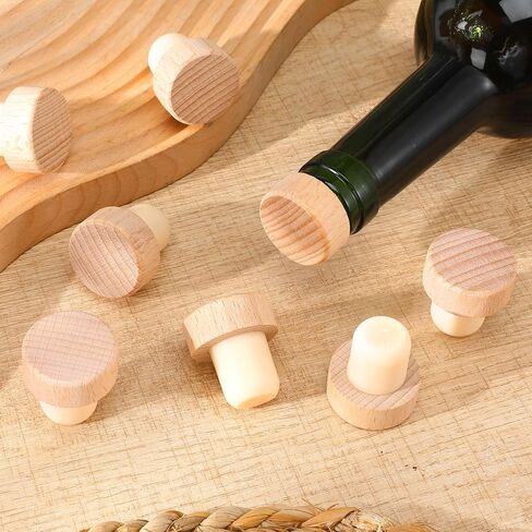 100Pcs Wine Corks T Cork Plugs for Wine Cork Stopper Reusable Corks Wooden and Rubber Stopper in Kuwait